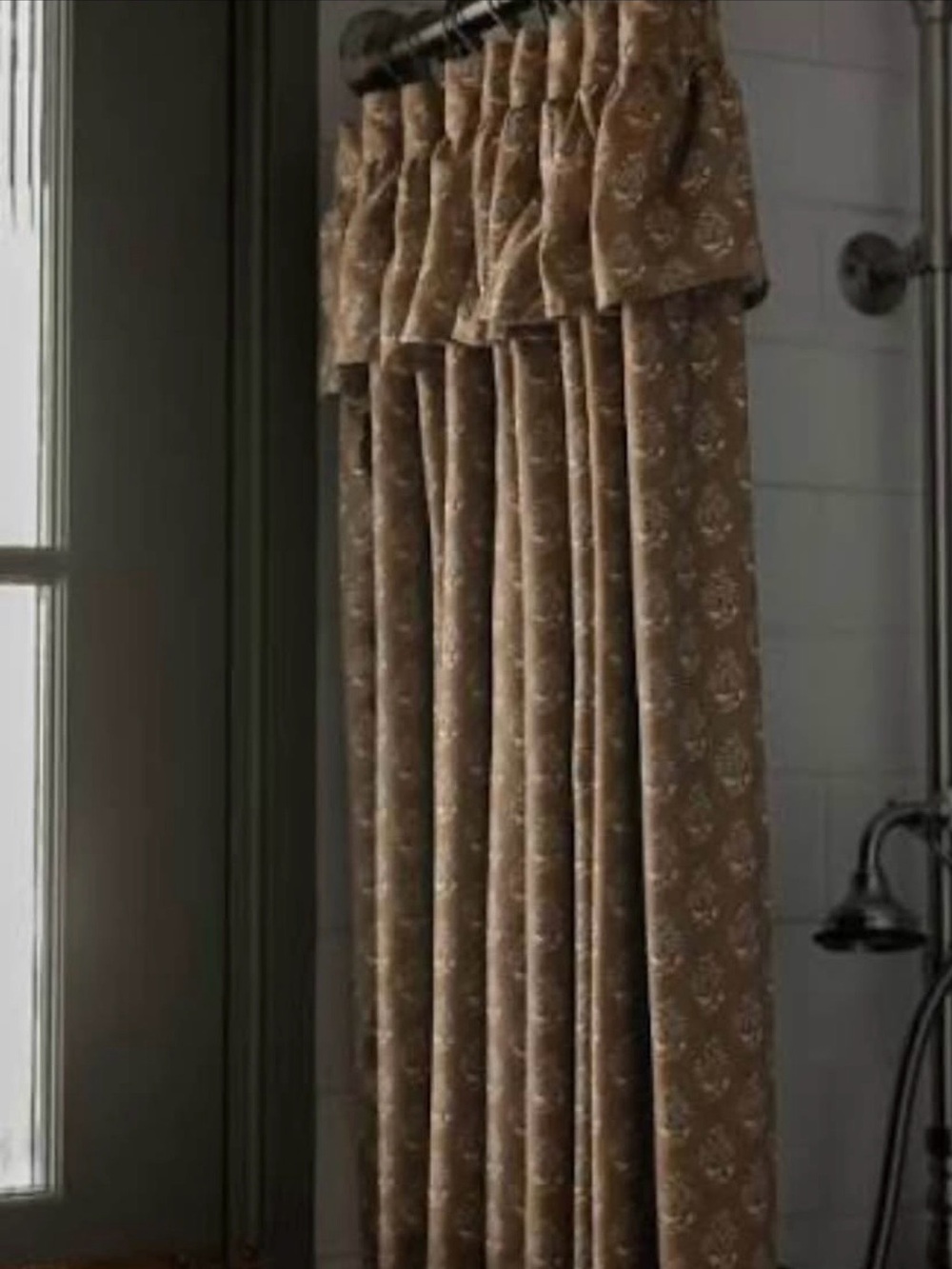 Elegant Brown Patterned Shower Curtain Panel